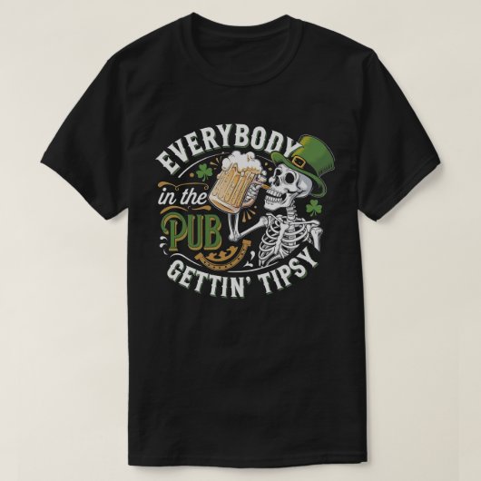 Grappig Drink Skeleton St. Patrick's Day T-shirt (Design voorkant)