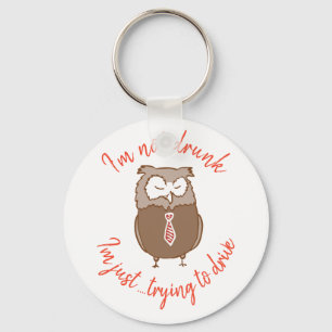 Grappig drink uil gag cadeau sleutelhanger