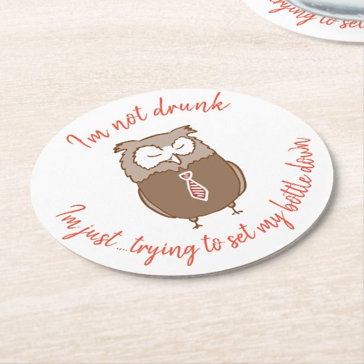 Grappig drink uil onderzetter (Gebogen)