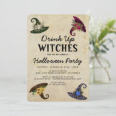Grappig 'Drink-up-heks' Adult Halloween Party Kaart (Staand voorkant)
