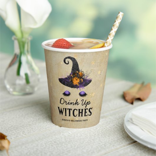 Grappig 'Drink-up-heks' Adult Halloween Party Papieren Bekers (Insitu)