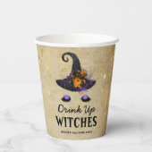 Grappig 'Drink-up-heks' Adult Halloween Party Papieren Bekers (Achterkant)