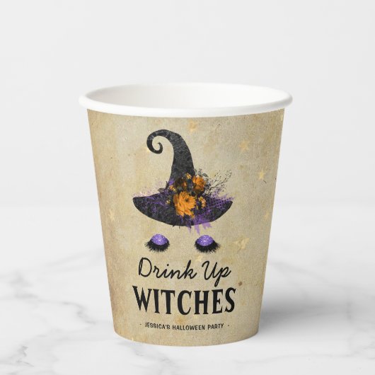 Grappig 'Drink-up-heks' Adult Halloween Party Papieren Bekers (Voorkant)