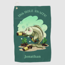 Grappig Drink vistekst en kleur golfhanddoek