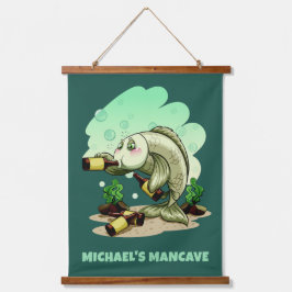 Grappig Drink vistekst en -kleur Hangend Wandkleed