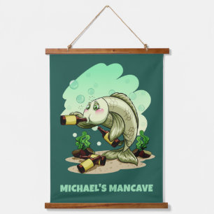 Grappig Drink vistekst en -kleur Hangend Wandkleed