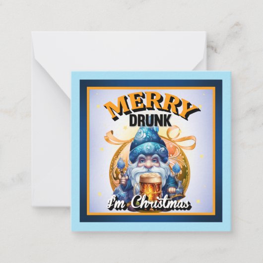Grappig Drinken Retro Kerstmis Notitiekaartje (Voorkant)