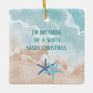 Grappig dromen van de beach-fotokerst keramisch ornament
