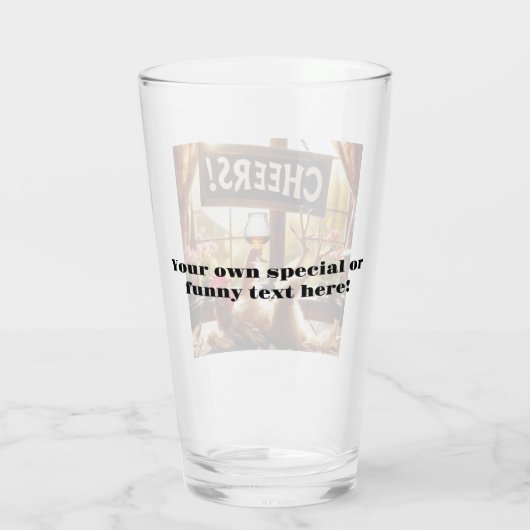 Grappig Dronken Haan Bierglas Glas (Achterkant)