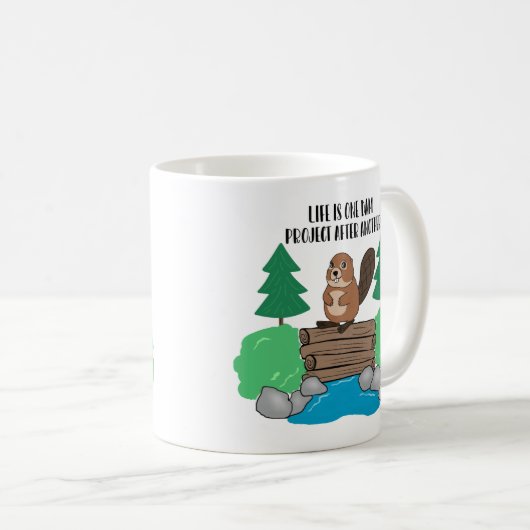 Grappig druk bever dam project koffiemok (Voorkant rechts)