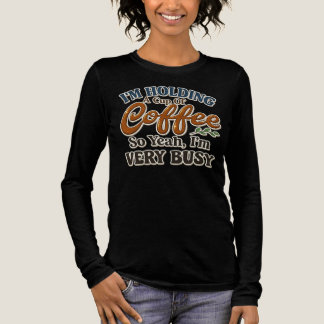 Grappig Druk Koffie Lange Mouwen T-shirt voor Vrou