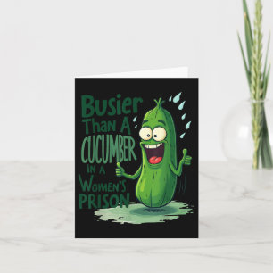 Grappig drukker dan een komkommer in een vrouwenge kaart
