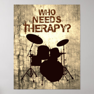 Grappig Drummer Drum Kit Poster, die THERAPIE nodi Poster