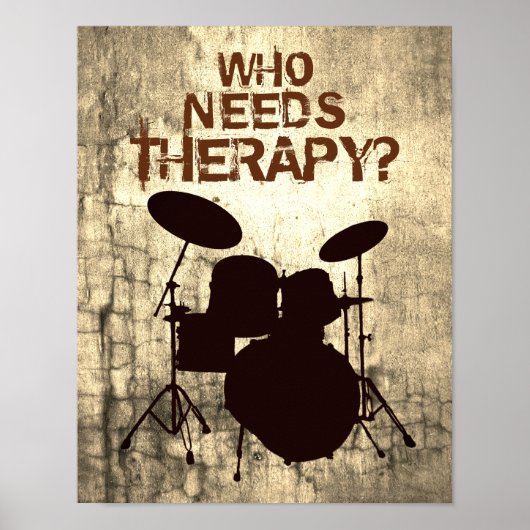 Grappig Drummer Drum Kit Poster, die THERAPIE nodi Poster (Voorkant)