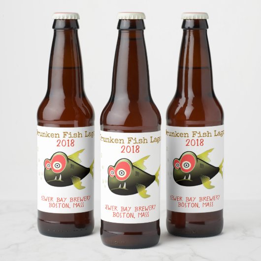 Grappig Drunken Fish Custom Bier Label Bier Etiket (Flessen)