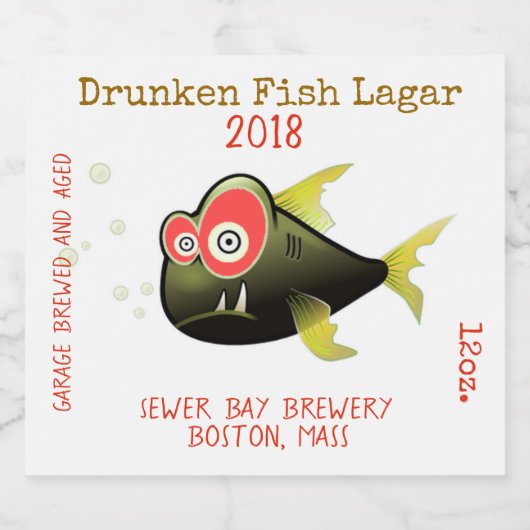 Grappig Drunken Fish Custom Bier Label Bier Etiket (Enkel label)