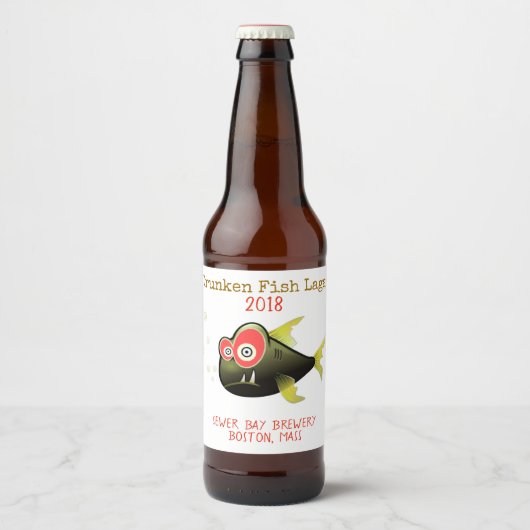 Grappig Drunken Fish Custom Bier Label Bier Etiket (Voorkant)