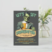 Grappig Drunkenstein Frankenstein Halloween Party Kaart (Staand voorkant)