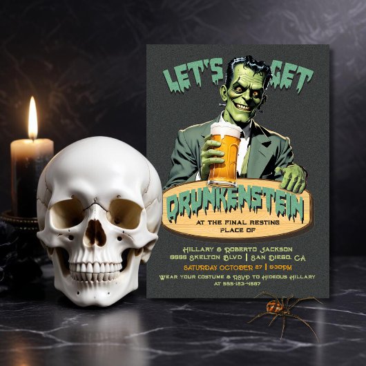 Grappig Drunkenstein Frankenstein Halloween Party Kaart