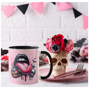 Grappig Druppelende Lip Halloween Spooky Adult Pin Mok