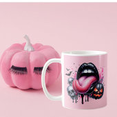 Grappig Druppelende Lip Halloween Spooky Pink Koffiemok