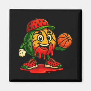 Grappig Druppelende Watermeloen Basketbal Watermel Magneet