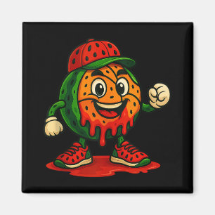 Grappig Druppelende Watermeloen Basketbal Watermel Magneet