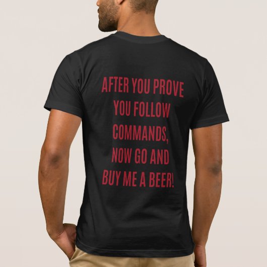 Grappig dubbelzijdig biercommando t-shirt (Achterkant)