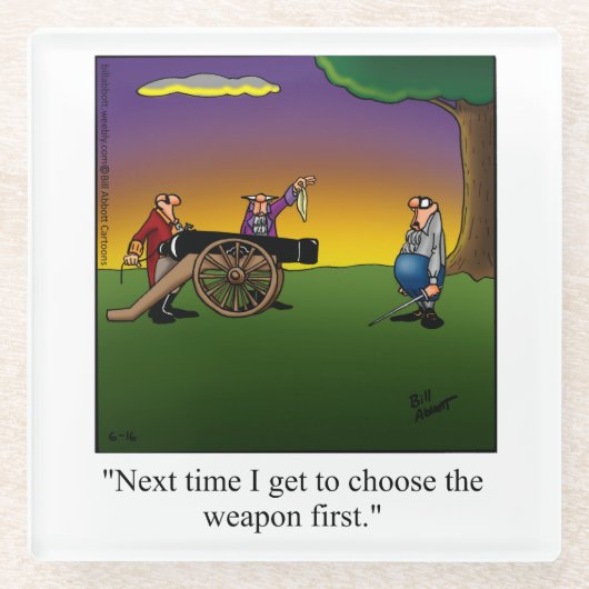 Grappig duel bij Dawn Humor Onderzetter Glazen Onderzetter (Voorkant)