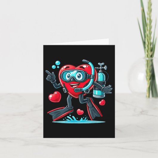 Grappig Duiken Hart Valentijnsdag Duiken Dames Kaart (Voorkant)