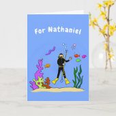 Grappig duiker en cartoon van zee kaart (Gele Bloem)