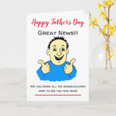 Grappig duim omhoog Visite Cartoon Vaderdag Kaart (Gele Bloem)