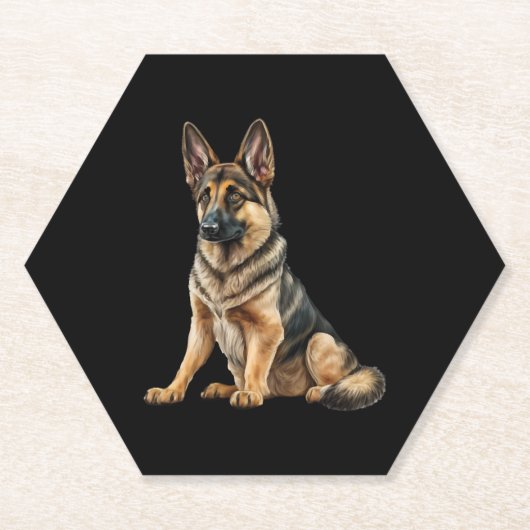 Grappig Duits herder Dog Kawaii. Kartonnen Onderzetters (Voorkant)