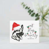 Grappig Duits Herder Santa Hat Script Kerstmis Feestdagenkaart (Staand voorkant)