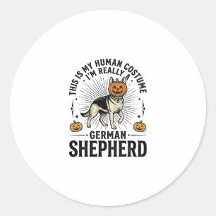 Grappig Duits herdershond Halloween kostuum hond o Ronde Sticker