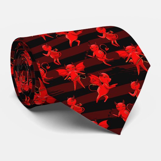 Grappig duivelig betegeld patroon stropdas (Opgerold)