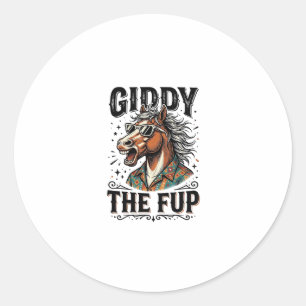 Grappig Duizelig Het Fup Paard Vintage Gravure Shi Ronde Sticker
