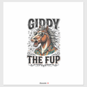 Grappig Duizelig Het Fup Paard Vintage Gravure Shi Sticker