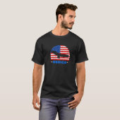 Grappig Eagle met Amerikaanse vlag op 4 juli T-shirt (Voorkant volledig)