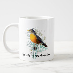Grappig, Early Bird krijgt de Coffee Quote Robin Grote Koffiekop