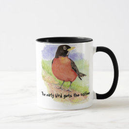 Grappig, Early Bird krijgt de Coffee Robin Mok