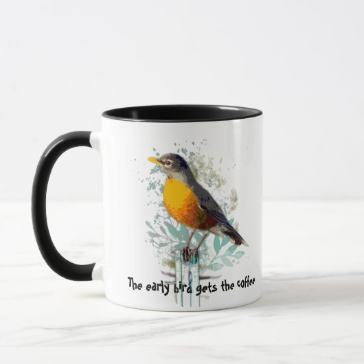 Grappig, Early Bird krijgt de Coffee Robin Mok (Links)