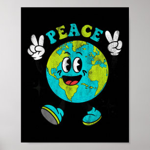 Grappig Earth Wereldbol World Peace Sign Earth Day Poster
