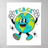 Grappig Earth Wereldbol World Peace Sign Earth Day Poster (Voorkant)