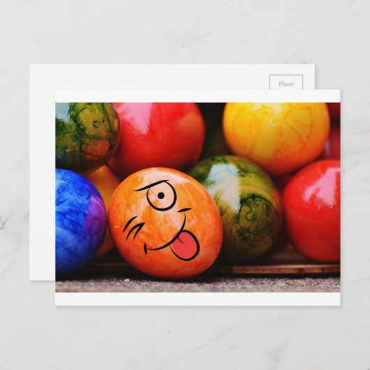 Grappig Easter Egg Steekt zijn tong uit Feestdagenkaart (Voorkant / Achterkant)