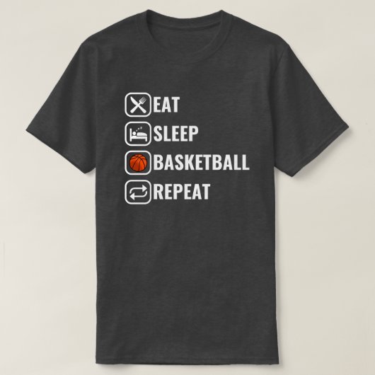 Grappig Eat Slaap Basketbal Herhalen T-shirt (Design voorkant)