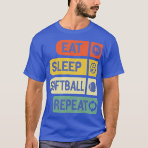 Grappig Eat Sleep Softball Herhaal Baseball PELS R T-shirt