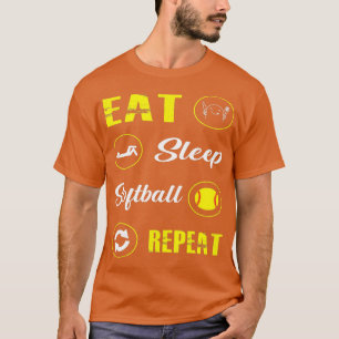 Grappig Eat Sleep Softball Herhaal Baseball PELS R T-shirt