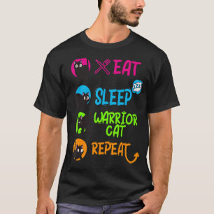 Grappig Eat Sleep Warrior Cat Herhaal Cool Cat Des T-shirt