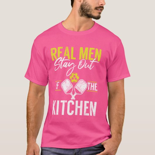 Grappig Echte Mannen blijven uit de keuken. T-shirt (Voorkant)
